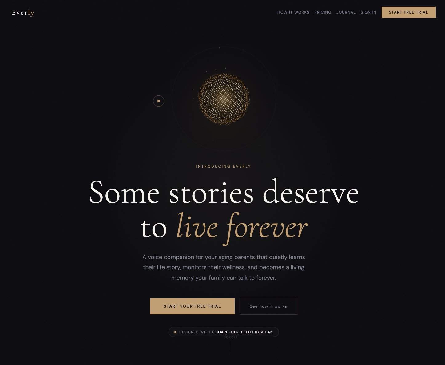 Everly landing page, some stories deserve to live forever